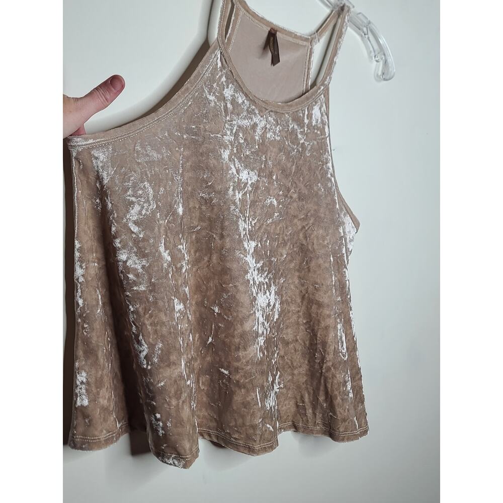 Stetson cream beige crushed velvet flowy tank top - small - Picture 2 of 5